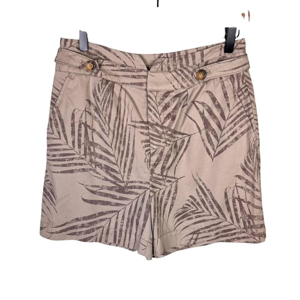 White House Black Market NWT WHBM Taupe Terrain Morel Palm Leaf Tropical Shorts - Picture 3 of 10